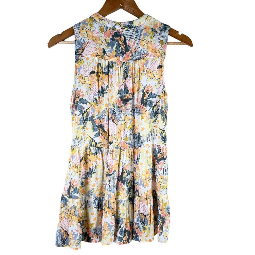 Anthropologie Floreat Anafa Tiered Tank Top Orange Floral Print, Size 0 - Picture 9 of 11